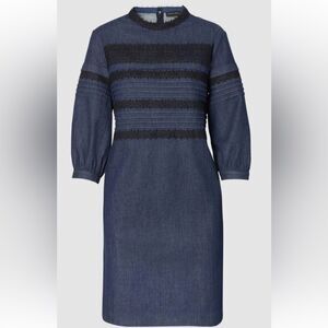 Banana Republic Pintuck & Lace Shift Dress,‎ Rinse Size 8